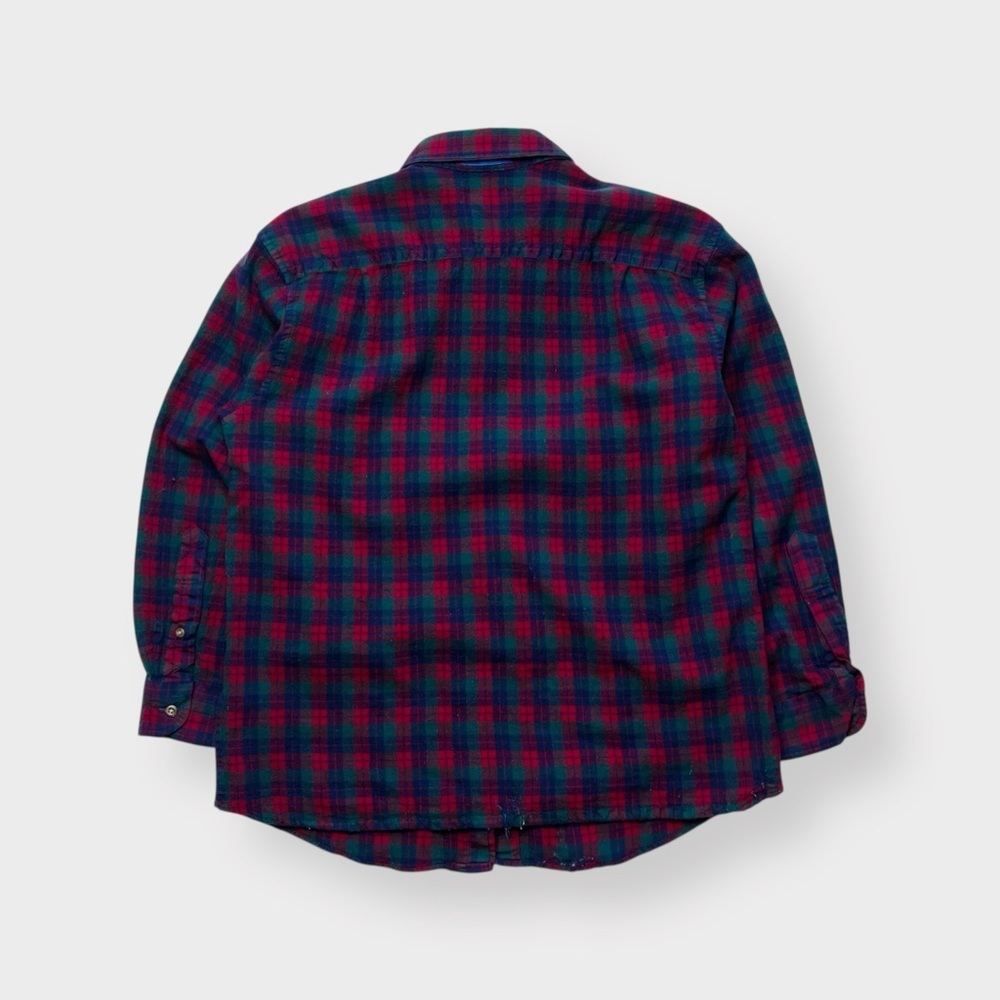 Vtg 90s Sir Pendleton Plaid 100% Wool Button Front Shirt, Tartan Virgin L M - Picture 2 of 8